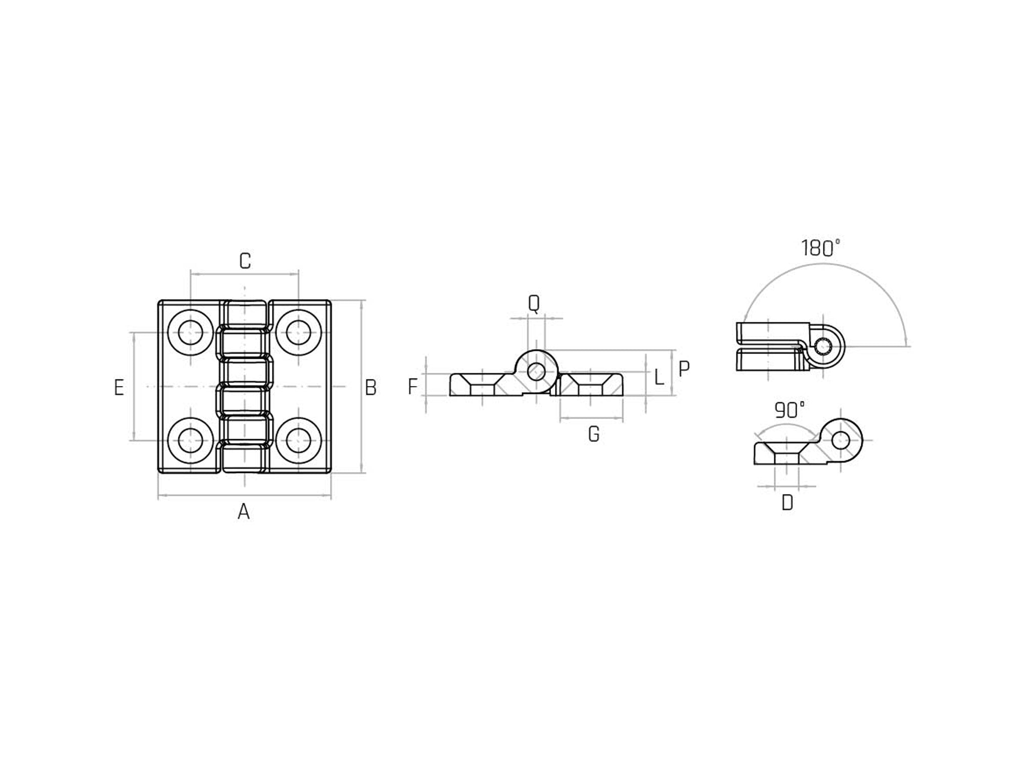 Flat hinge with through hole for countersunk head screw - CGP/A (Pack of 10 pcs) - Gamm Flat hinge with through hole for countersunk head screw - CGP/A (Pack of 10 pcs) - Gamm